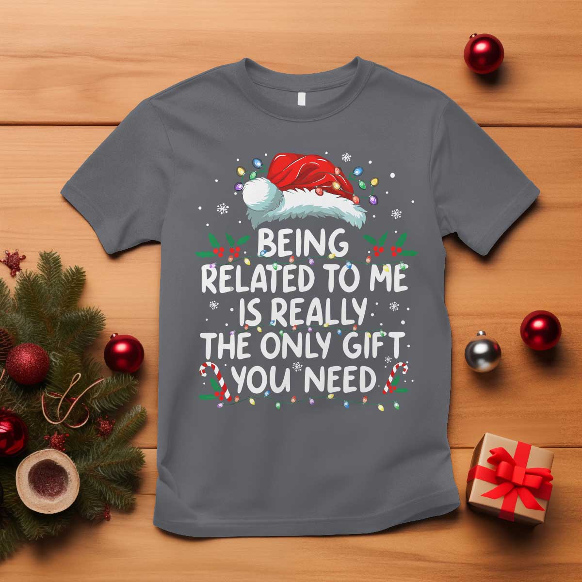 Being Related To Me Funny Christmas T Shirt Family Xmas Pajamas - Wonder Print Shop