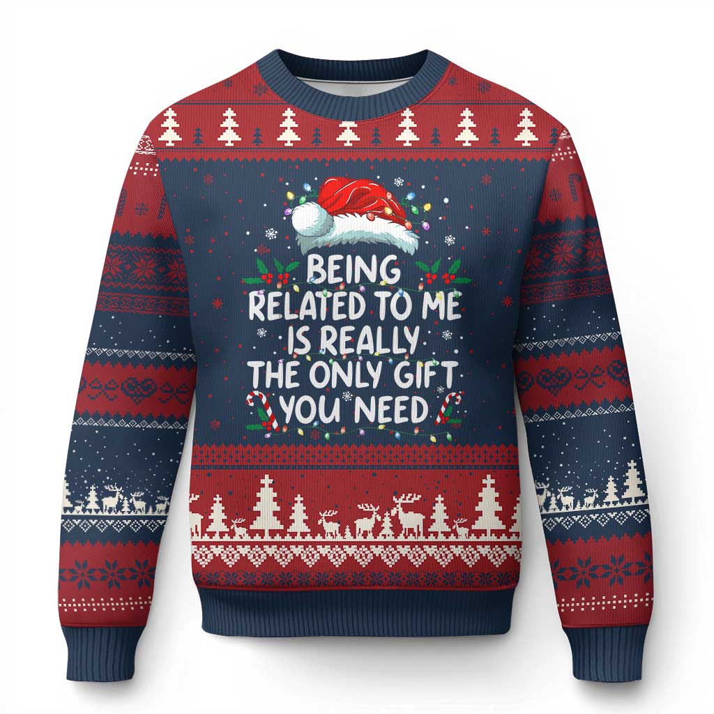 Being Related To Me Funny Xmas Ugly Christmas Sweater Family Xmas Pajamas - Wonder Print Shop