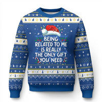 Being Related To Me Funny Christmas Hanukkah Ugly Sweater Family Xmas Pajamas - Wonder Print Shop
