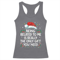Being Related To Me Funny Christmas Racerback Tank Top Family Xmas Pajamas - Wonder Print Shop