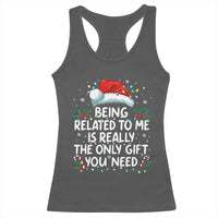 Being Related To Me Funny Christmas Racerback Tank Top Family Xmas Pajamas - Wonder Print Shop