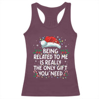 Being Related To Me Funny Christmas Racerback Tank Top Family Xmas Pajamas - Wonder Print Shop