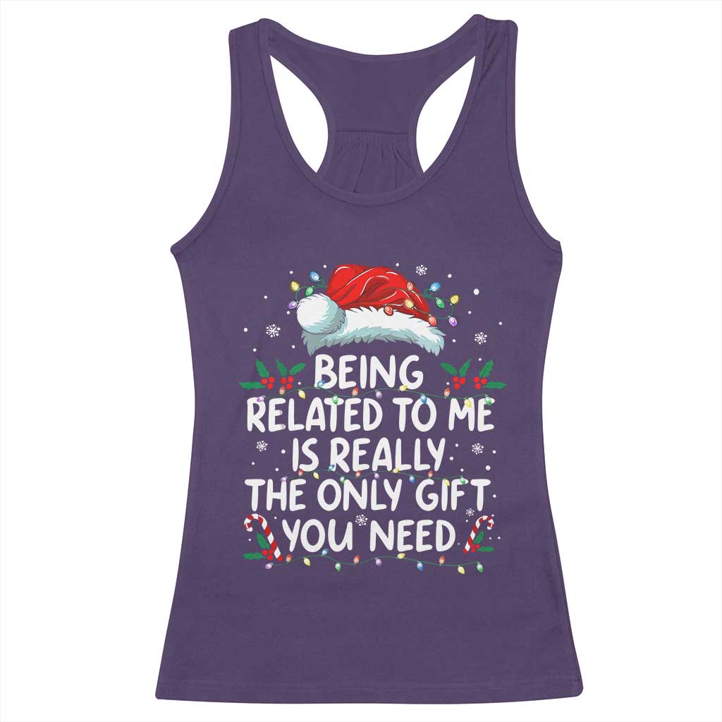 Being Related To Me Funny Christmas Racerback Tank Top Family Xmas Pajamas - Wonder Print Shop