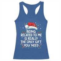 Being Related To Me Funny Christmas Racerback Tank Top Family Xmas Pajamas - Wonder Print Shop