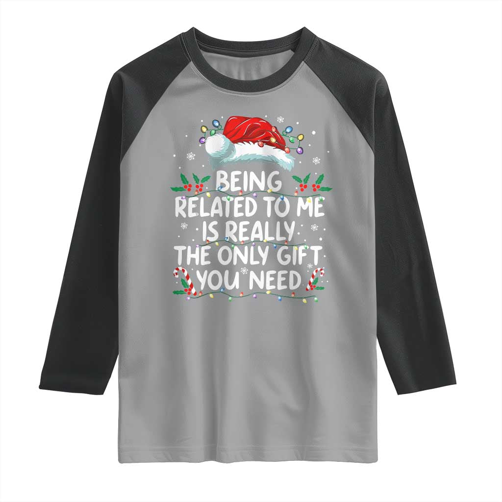 Being Related To Me Funny Christmas Raglan Shirt Family Xmas Pajamas - Wonder Print Shop