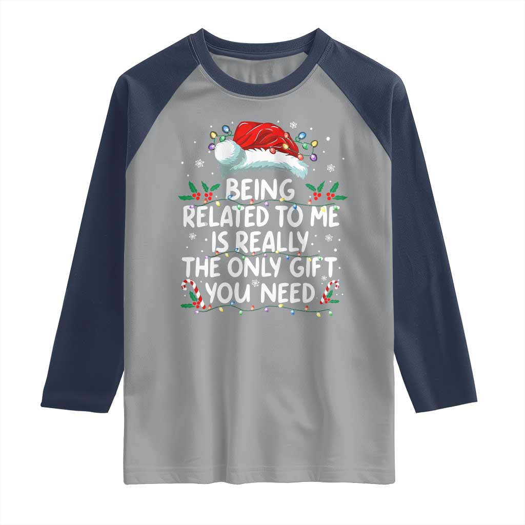 Being Related To Me Funny Christmas Raglan Shirt Family Xmas Pajamas - Wonder Print Shop