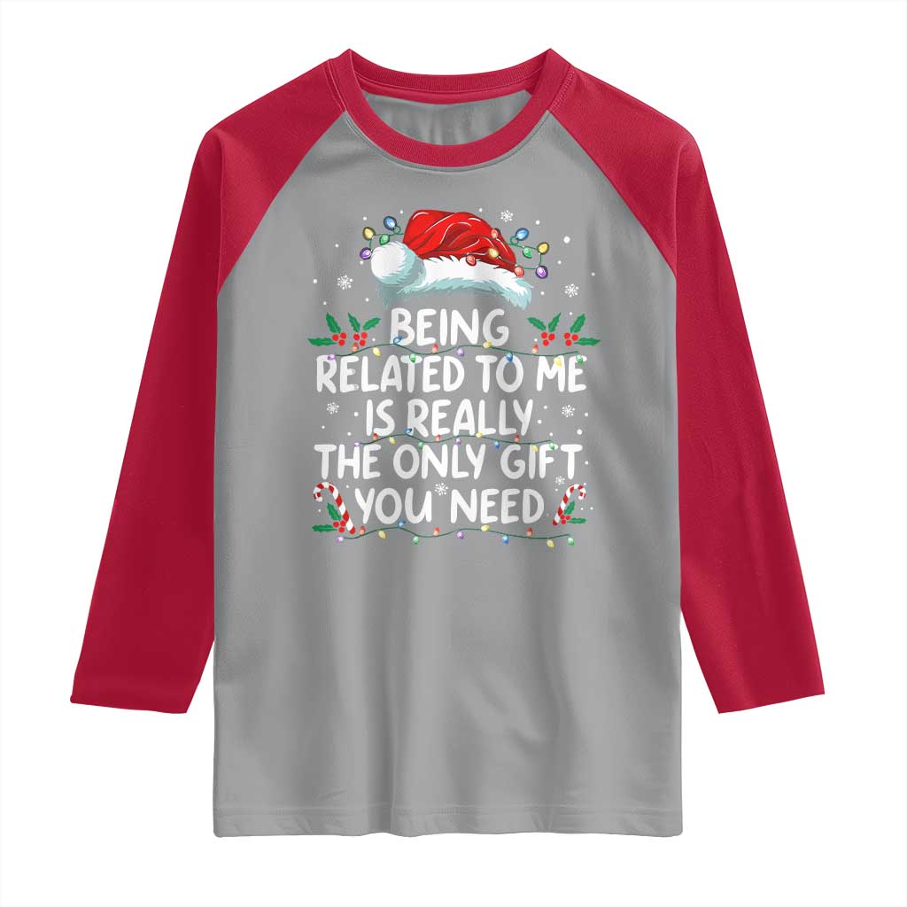Being Related To Me Funny Christmas Raglan Shirt Family Xmas Pajamas - Wonder Print Shop
