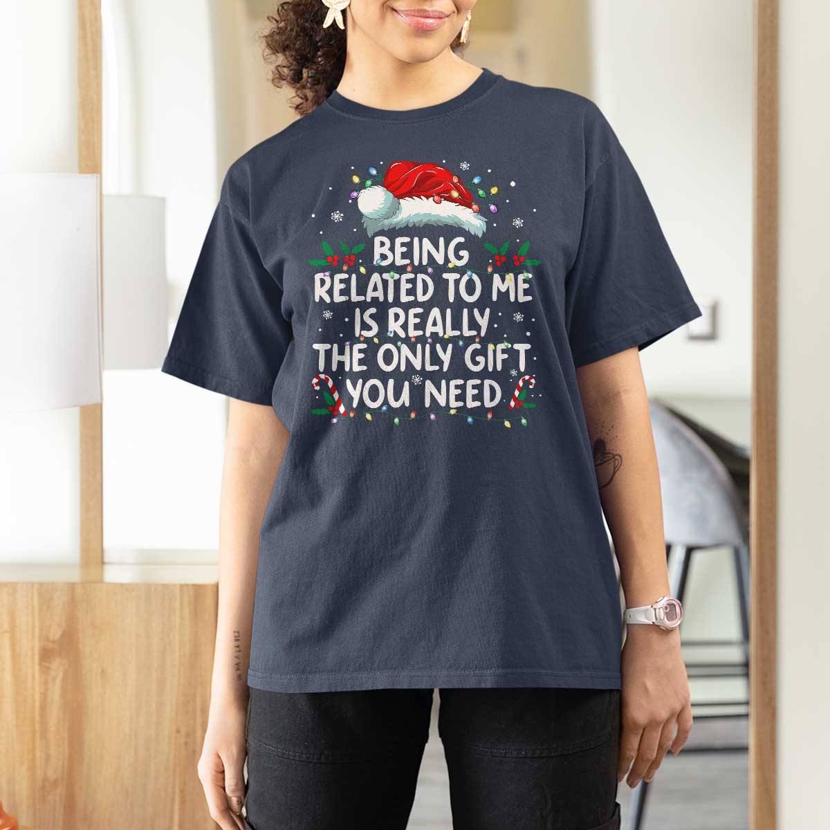 Being Related To Me Funny Christmas T Shirt For Women Family Xmas Pajamas - Wonder Print Shop