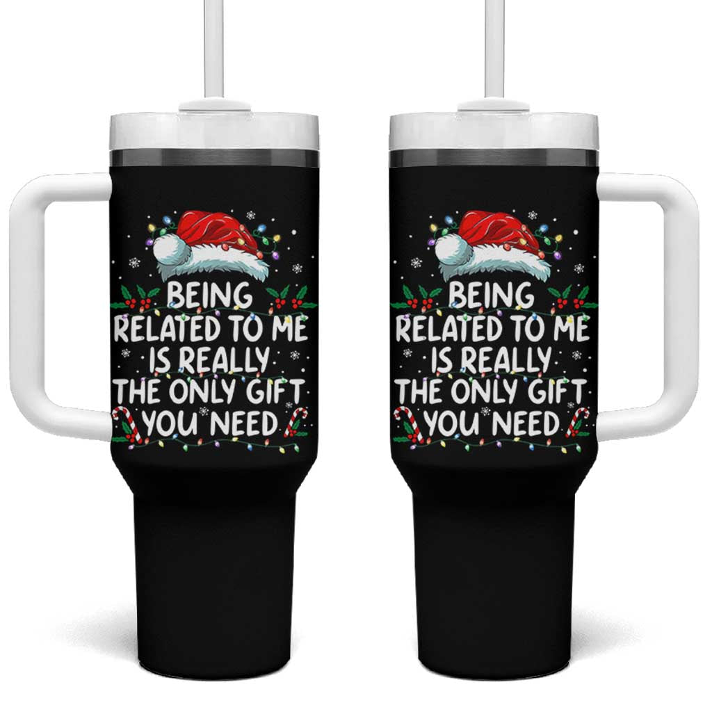 Being Related To Me Funny Christmas Tumbler With Handle Family Xmas Pajamas - Wonder Print Shop