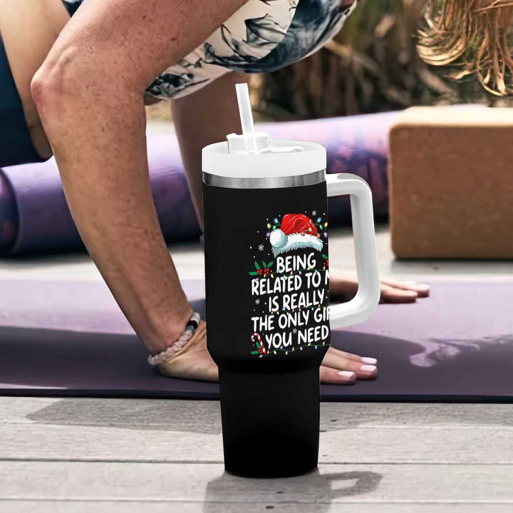 Being Related To Me Funny Christmas Tumbler With Handle Family Xmas Pajamas - Wonder Print Shop