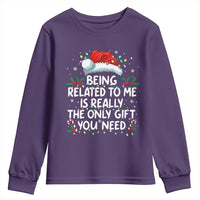 Being Related To Me Funny Christmas Youth Sweatshirt Family Xmas Pajamas - Wonder Print Shop