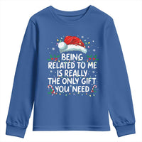 Being Related To Me Funny Christmas Youth Sweatshirt Family Xmas Pajamas - Wonder Print Shop