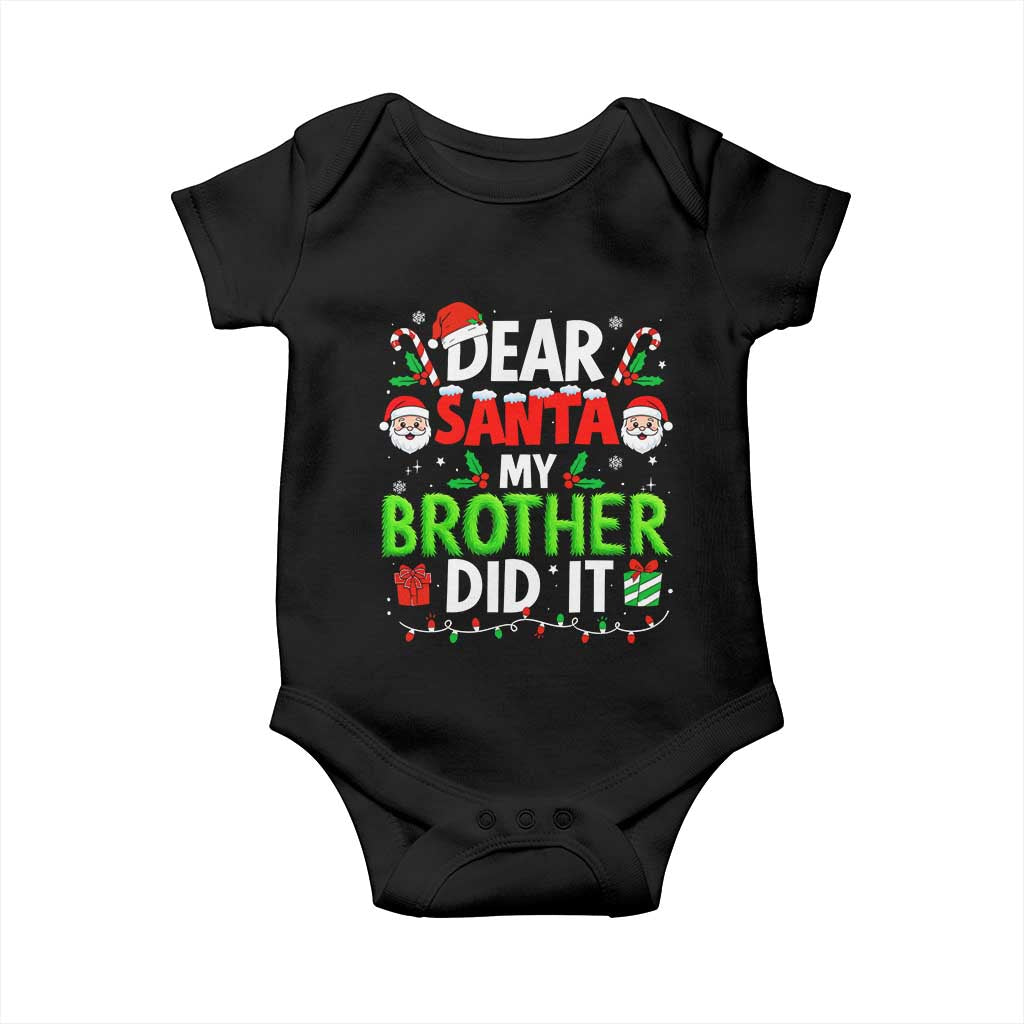 Dear Santa My Brother Did It Funny Christmas Baby Onesie Boys Girls Kids - Wonder Print Shop