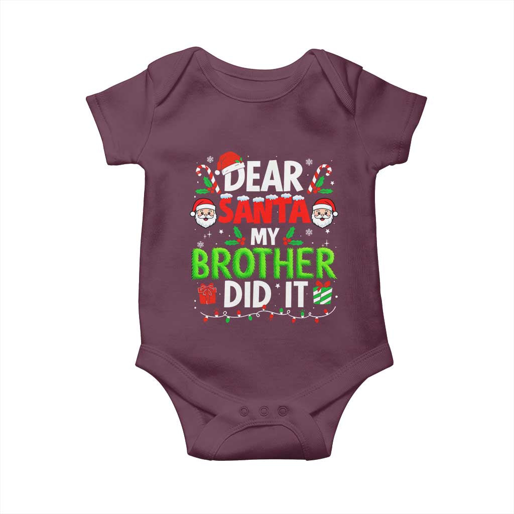 Dear Santa My Brother Did It Funny Christmas Baby Onesie Boys Girls Kids - Wonder Print Shop