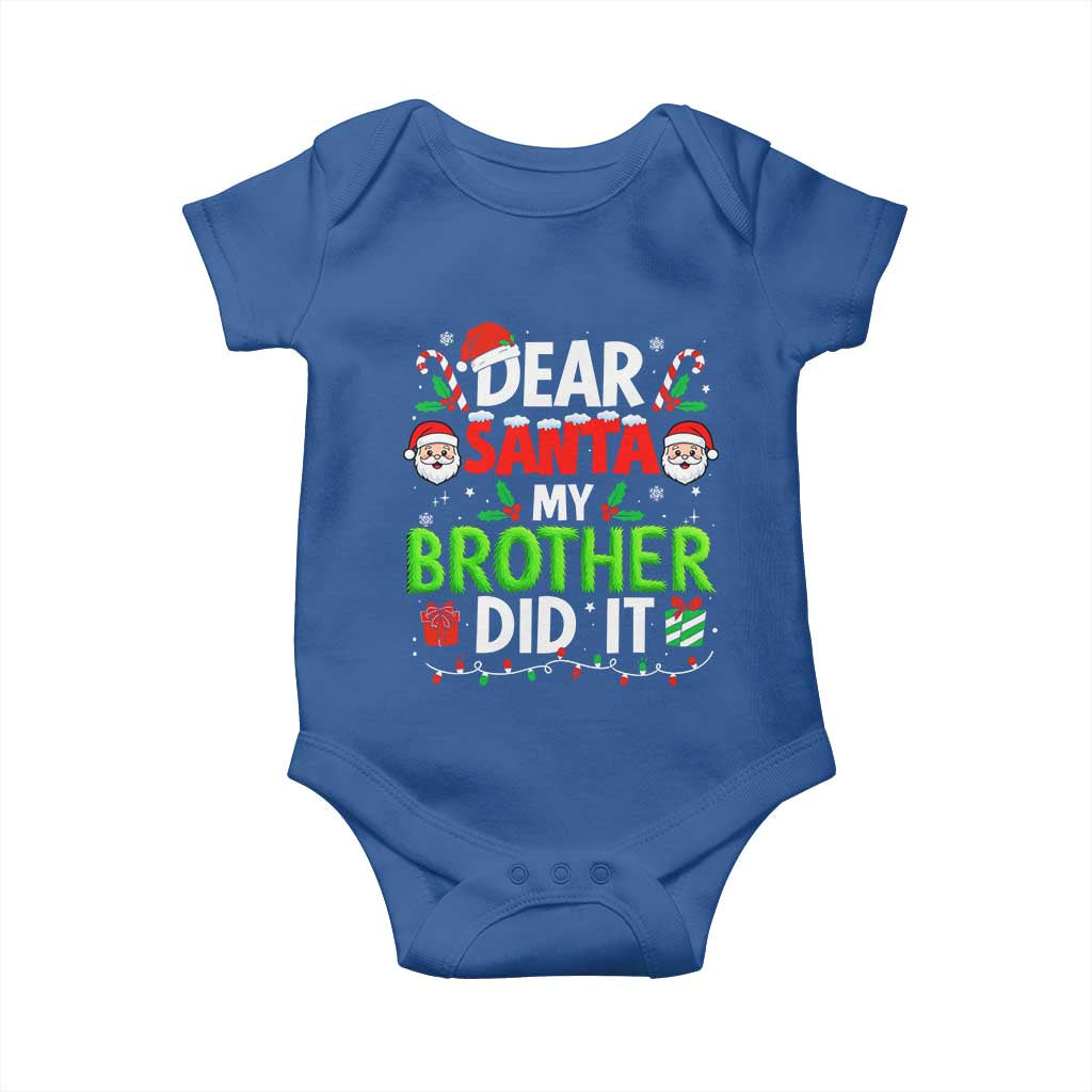 Dear Santa My Brother Did It Funny Christmas Baby Onesie Boys Girls Kids - Wonder Print Shop