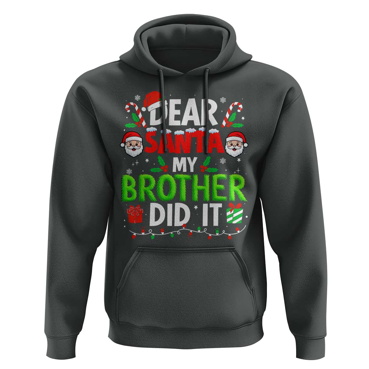 Dear Santa My Brother Did It Funny Christmas Hoodie Boys Girls Kids - Wonder Print Shop