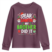 Dear Santa My Brother Did It Funny Christmas Youth Sweatshirt Boys Girls Kids - Wonder Print Shop