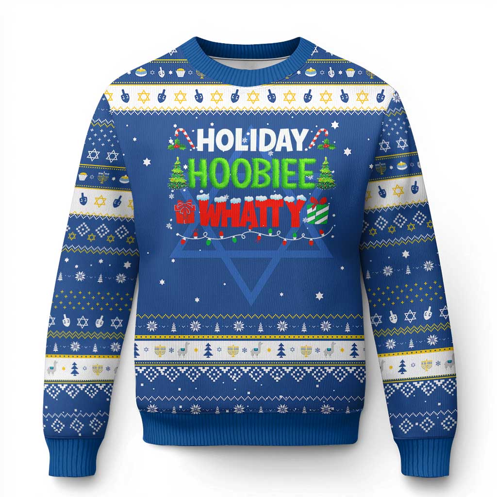 Holiday Hoobie Whatty Hanukkah Ugly Sweater Funny Christmas Movie - Wonder Print Shop