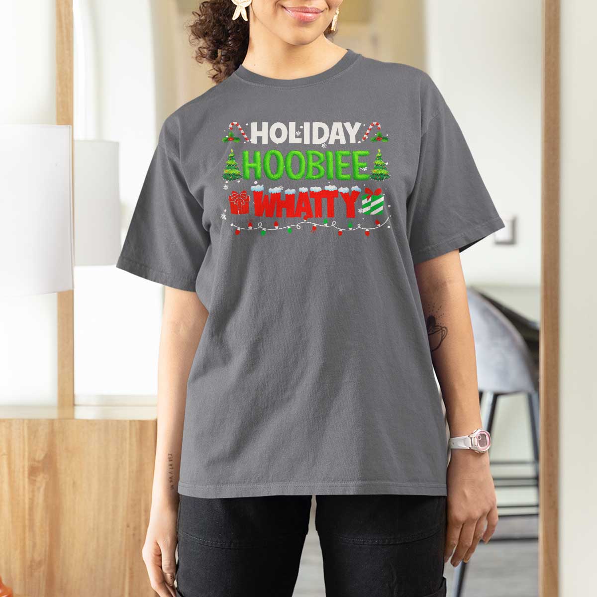 Holiday Hoobie Whatty T Shirt For Women Funny Christmas Movie - Wonder Print Shop