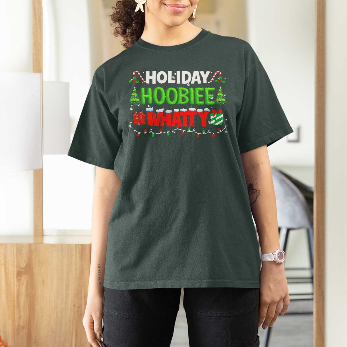 Holiday Hoobie Whatty T Shirt For Women Funny Christmas Movie - Wonder Print Shop