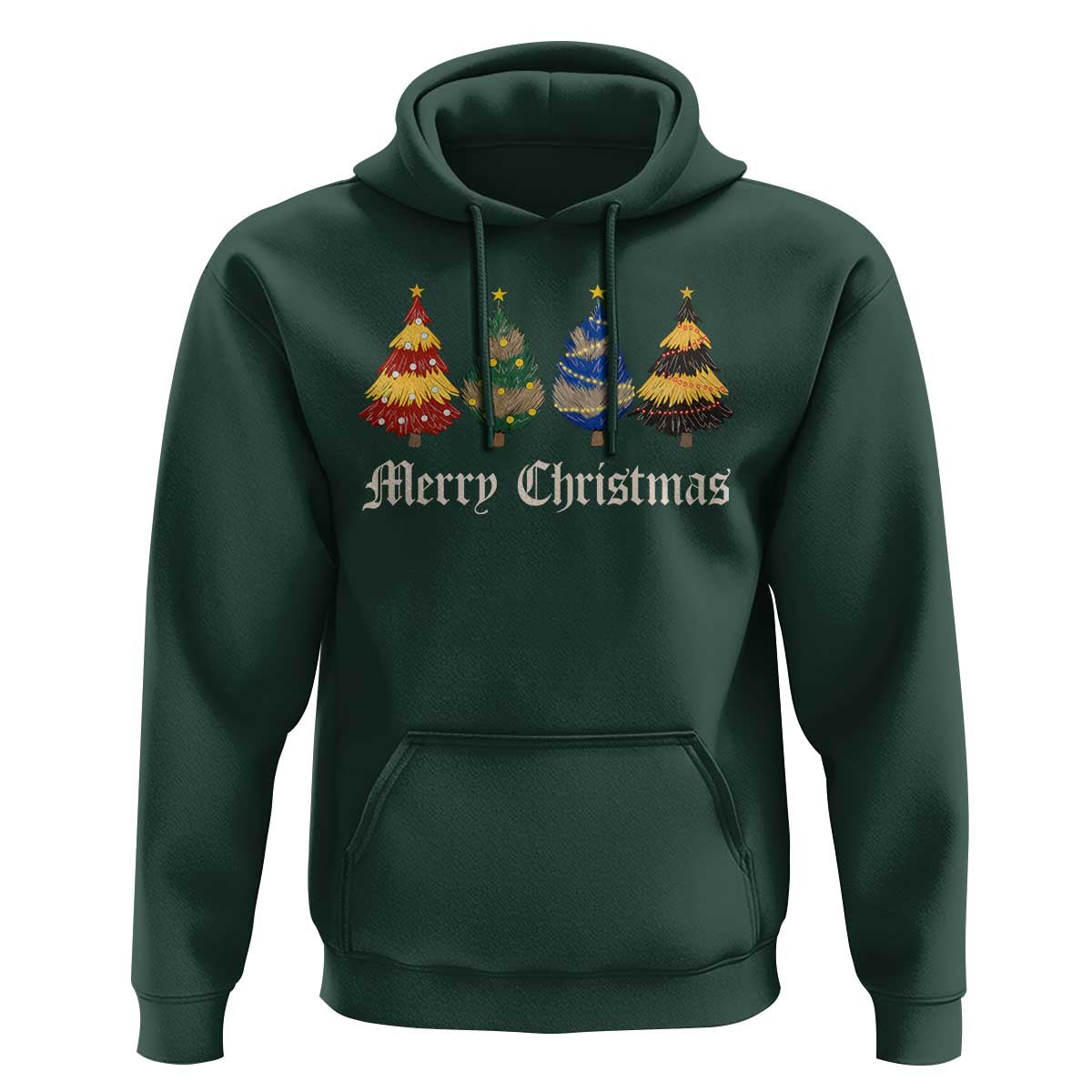 Christmas Tree Hoodie Retro Wizard Trees Magical Cute Family Pajama - Wonder Print Shop