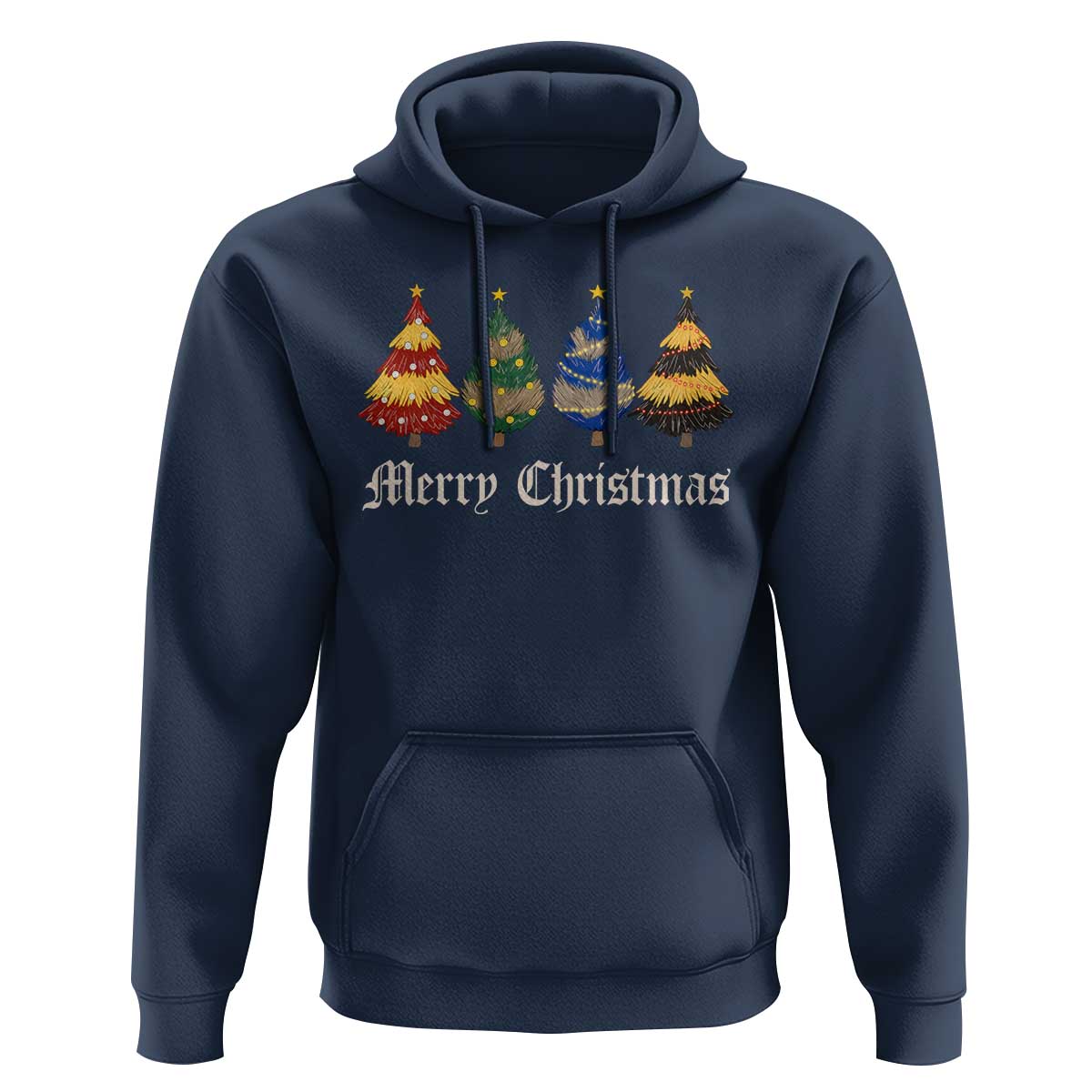 Christmas Tree Hoodie Retro Wizard Trees Magical Cute Family Pajama - Wonder Print Shop