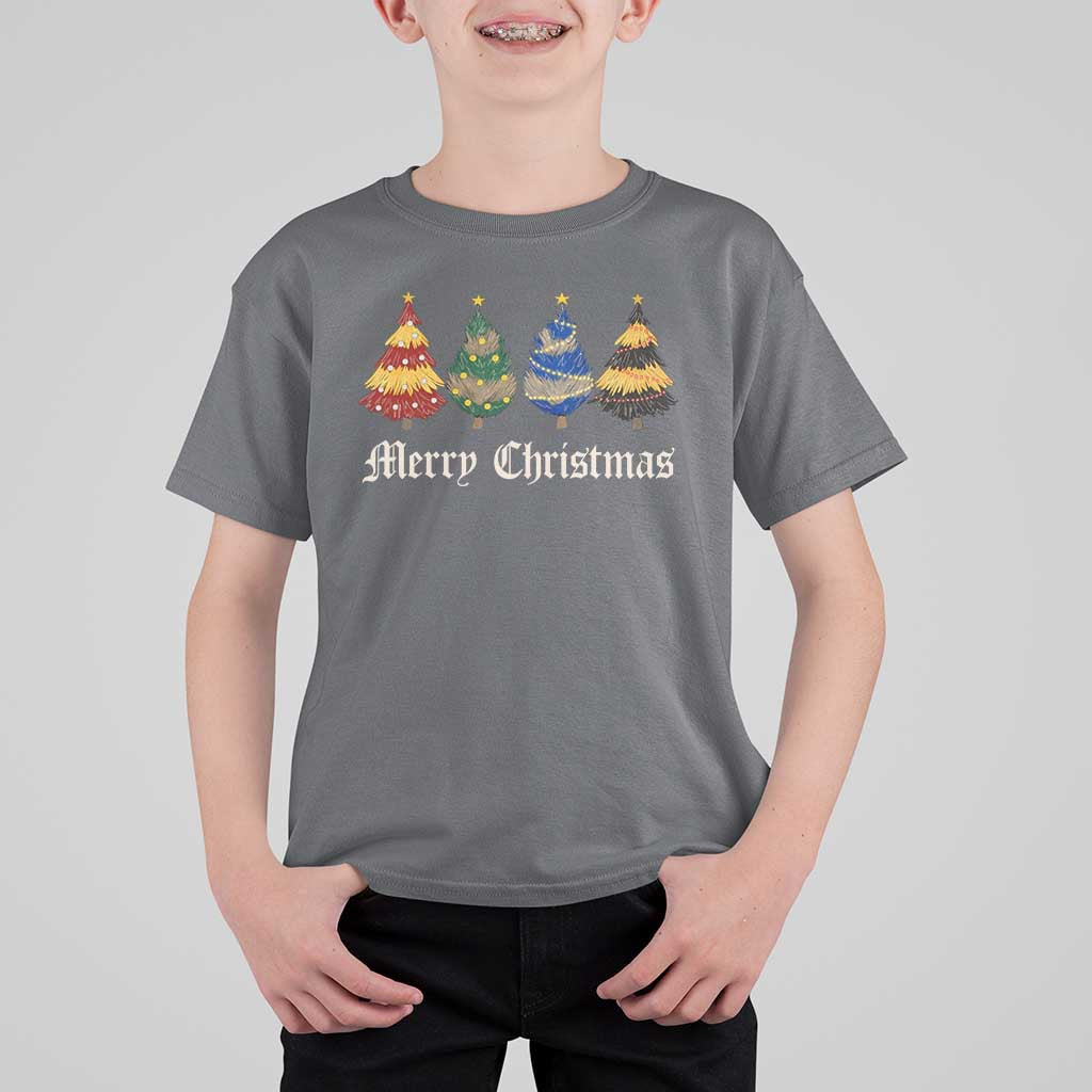 Christmas Tree T Shirt For Kid Retro Wizard Trees Magical Cute Family Pajama - Wonder Print Shop