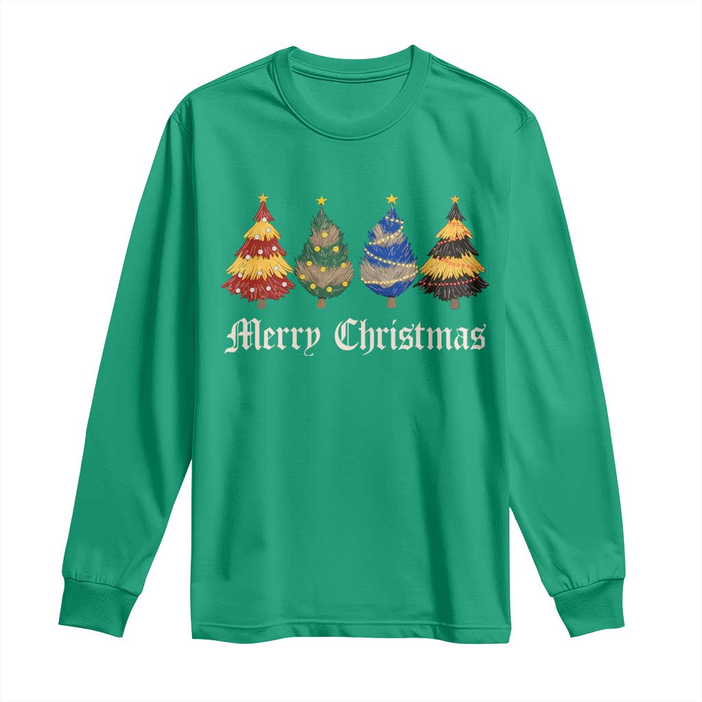 Christmas Tree Long Sleeve Shirt Retro Wizard Trees Magical Cute Family Pajama - Wonder Print Shop