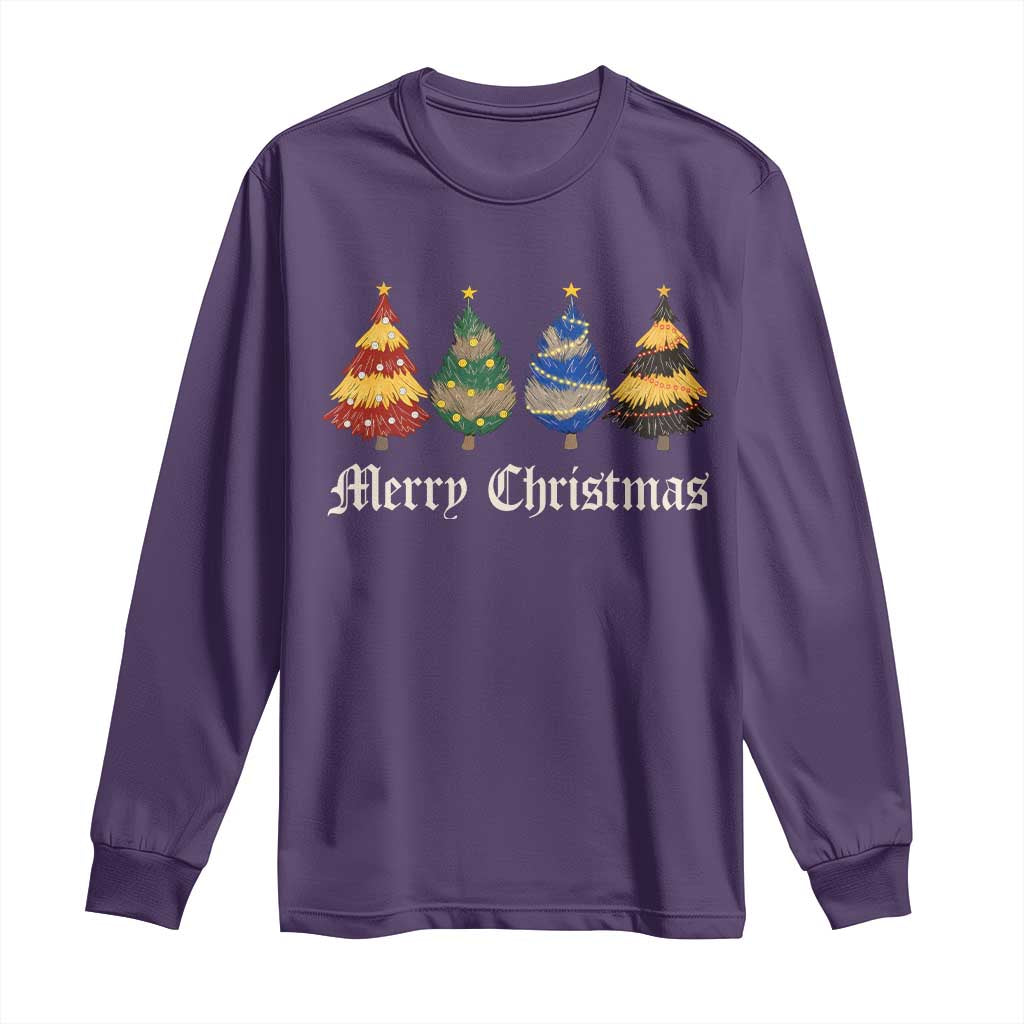 Christmas Tree Long Sleeve Shirt Retro Wizard Trees Magical Cute Family Pajama - Wonder Print Shop
