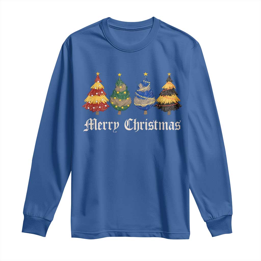 Christmas Tree Long Sleeve Shirt Retro Wizard Trees Magical Cute Family Pajama - Wonder Print Shop