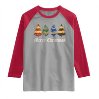 Christmas Tree Raglan Shirt Retro Wizard Trees Magical Cute Family Pajama - Wonder Print Shop