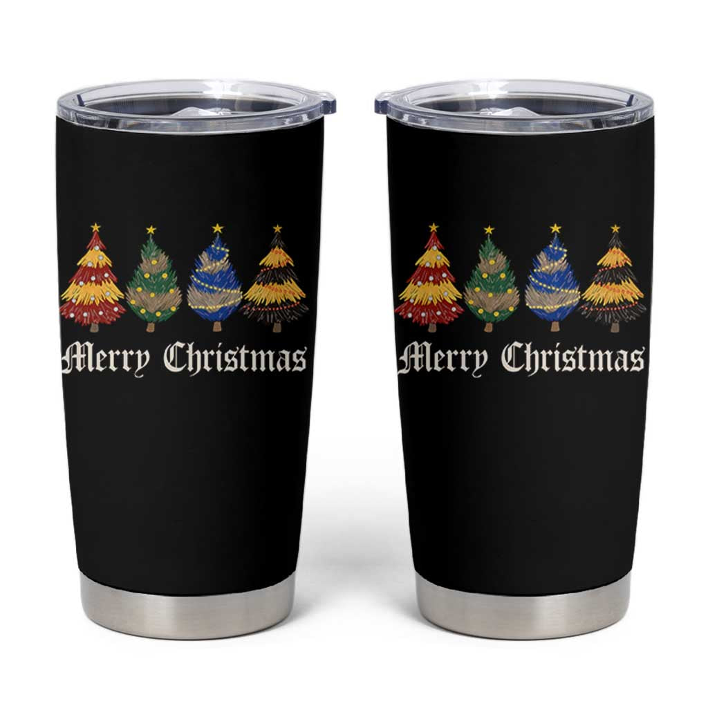 Christmas Tree Tumbler Cup Retro Wizard Trees Magical Cute Family Pajama - Wonder Print Shop