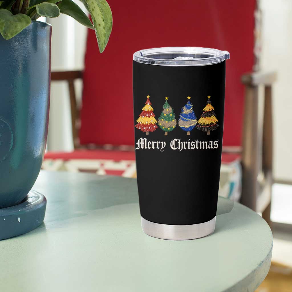 Christmas Tree Tumbler Cup Retro Wizard Trees Magical Cute Family Pajama - Wonder Print Shop