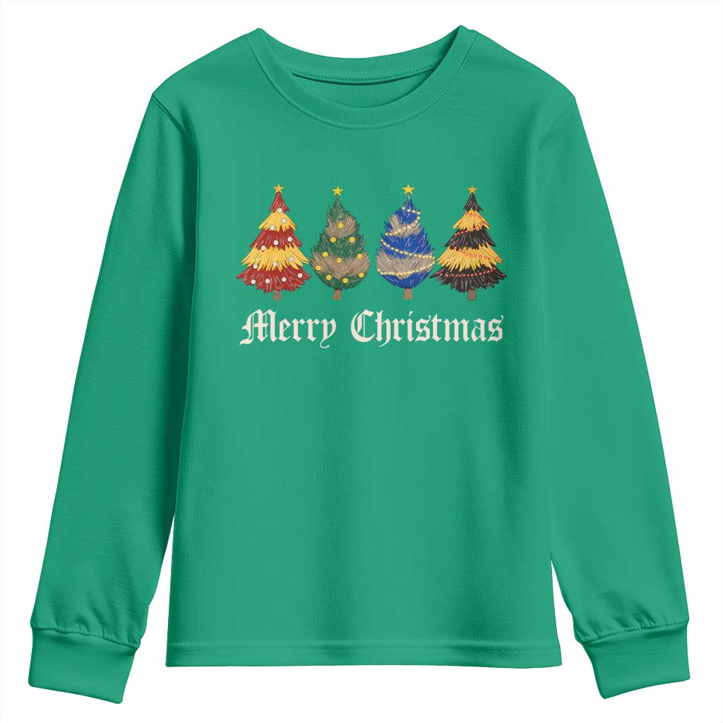 Christmas Tree Youth Sweatshirt Retro Wizard Trees Magical Cute Family Pajama - Wonder Print Shop