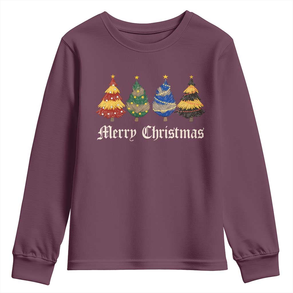 Christmas Tree Youth Sweatshirt Retro Wizard Trees Magical Cute Family Pajama - Wonder Print Shop