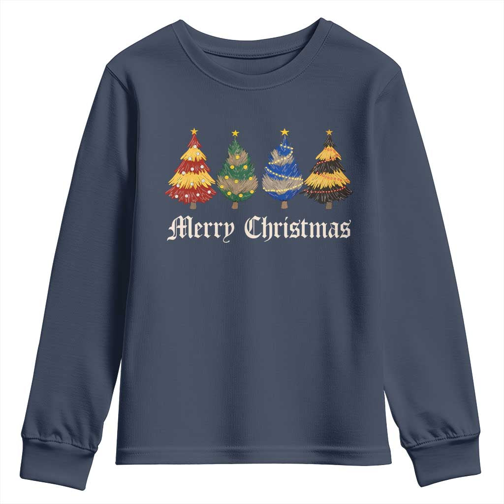 Christmas Tree Youth Sweatshirt Retro Wizard Trees Magical Cute Family Pajama - Wonder Print Shop