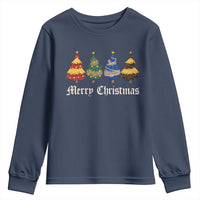 Christmas Tree Youth Sweatshirt Retro Wizard Trees Magical Cute Family Pajama - Wonder Print Shop