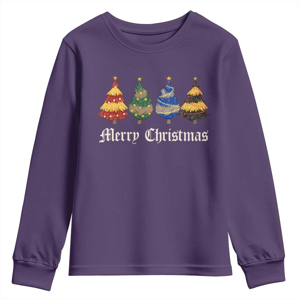 Christmas Tree Youth Sweatshirt Retro Wizard Trees Magical Cute Family Pajama - Wonder Print Shop