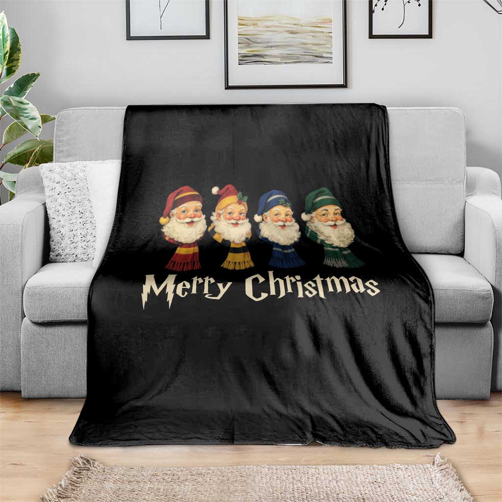 Merry Christmas Santa Throw Blanket Vintage Wizard Holiday Season Cute Family Pajama - Wonder Print Shop