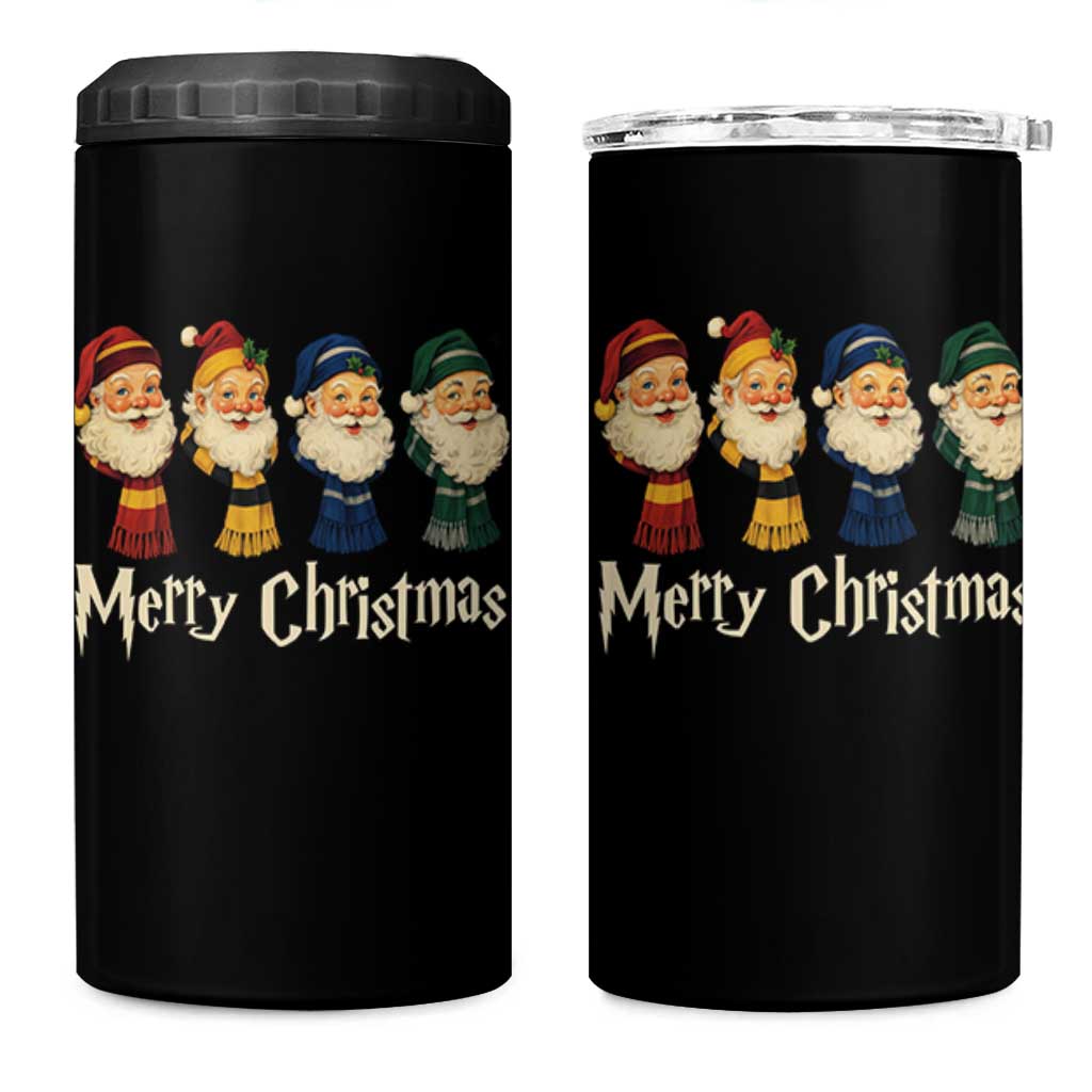 Merry Christmas Santa 4 in 1 Can Cooler Tumbler Vintage Wizard Holiday Season Cute Family Pajama - Wonder Print Shop