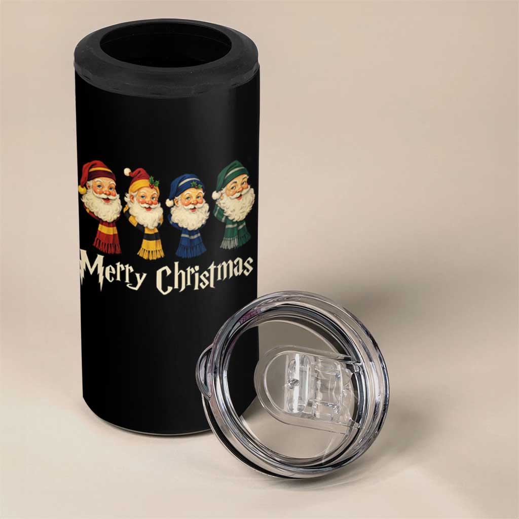 Merry Christmas Santa 4 in 1 Can Cooler Tumbler Vintage Wizard Holiday Season Cute Family Pajama - Wonder Print Shop