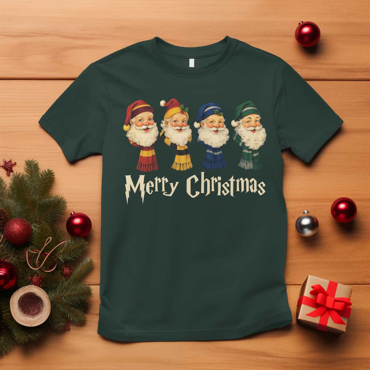 Merry Christmas Santa T Shirt Vintage Wizard Holiday Season Cute Family Pajama - Wonder Print Shop