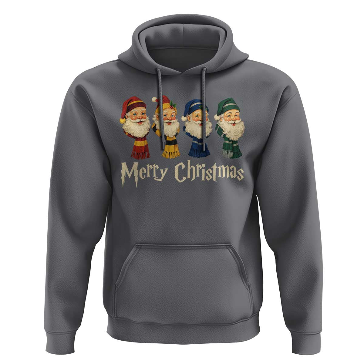 Merry Christmas Santa Hoodie Vintage Wizard Holiday Season Cute Family Pajama - Wonder Print Shop