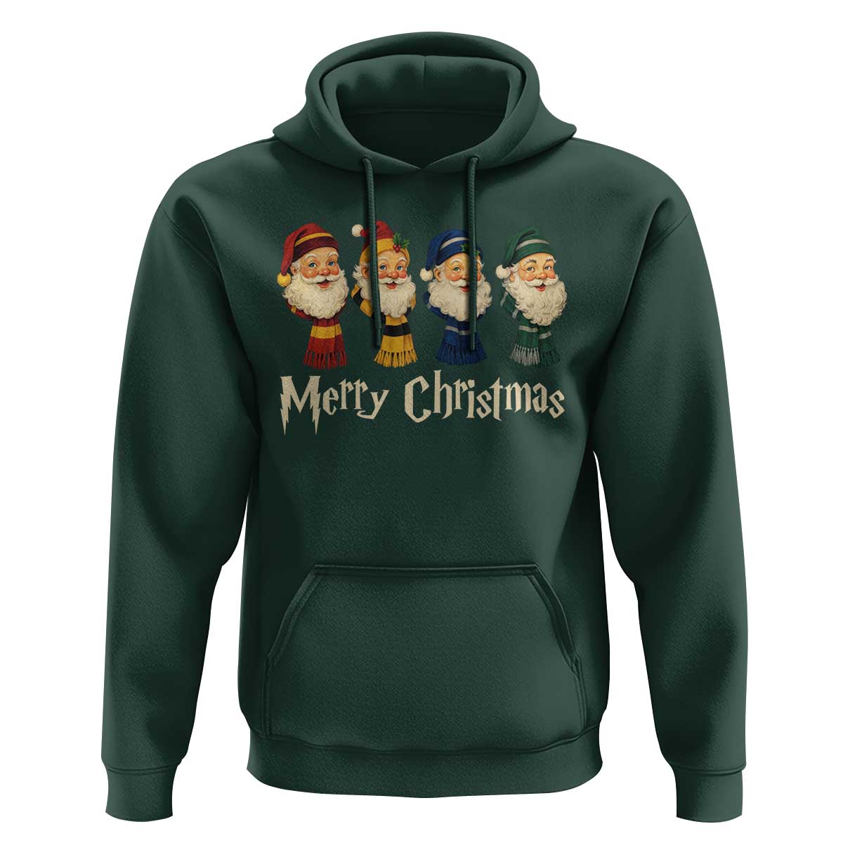 Merry Christmas Santa Hoodie Vintage Wizard Holiday Season Cute Family Pajama - Wonder Print Shop