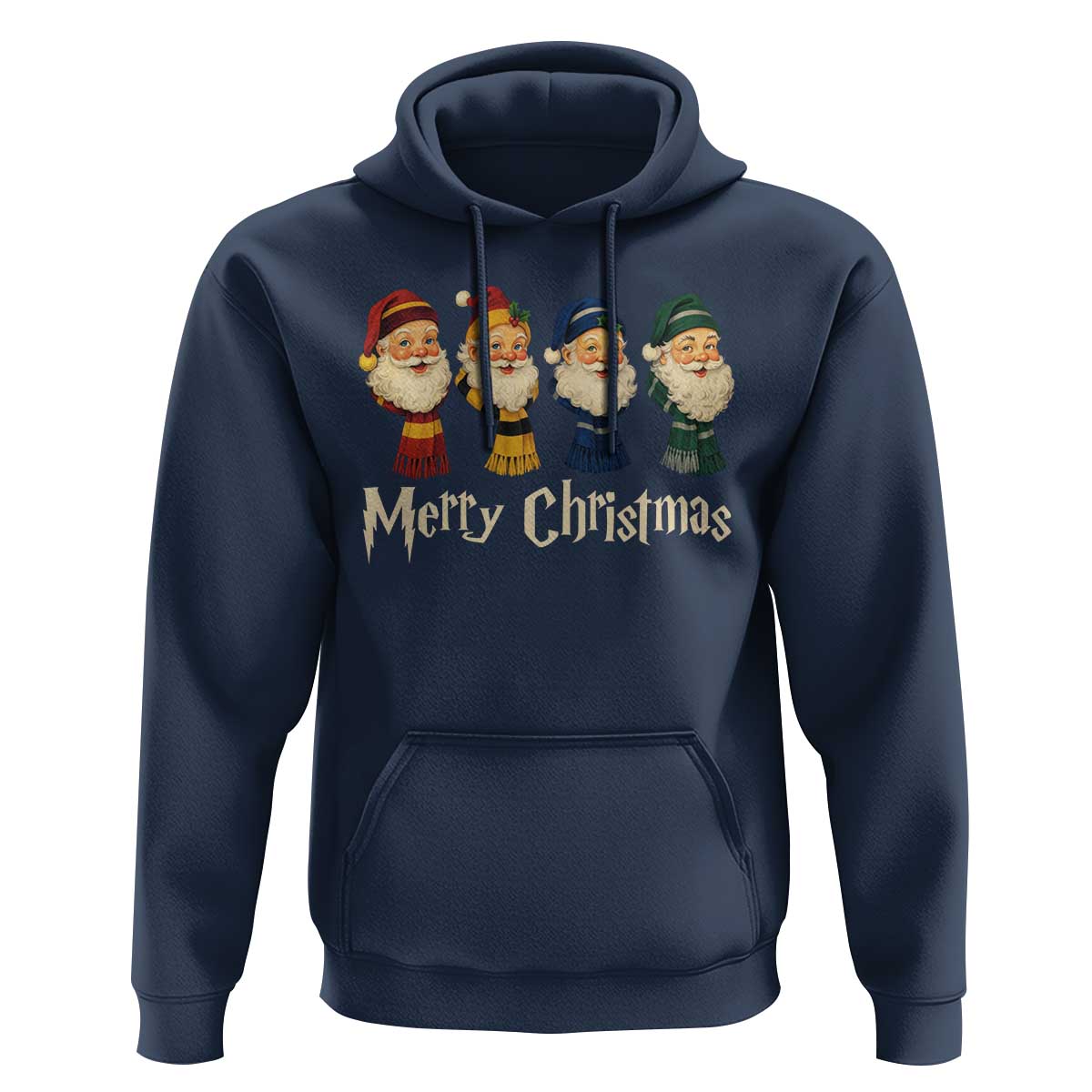 Merry Christmas Santa Hoodie Vintage Wizard Holiday Season Cute Family Pajama - Wonder Print Shop
