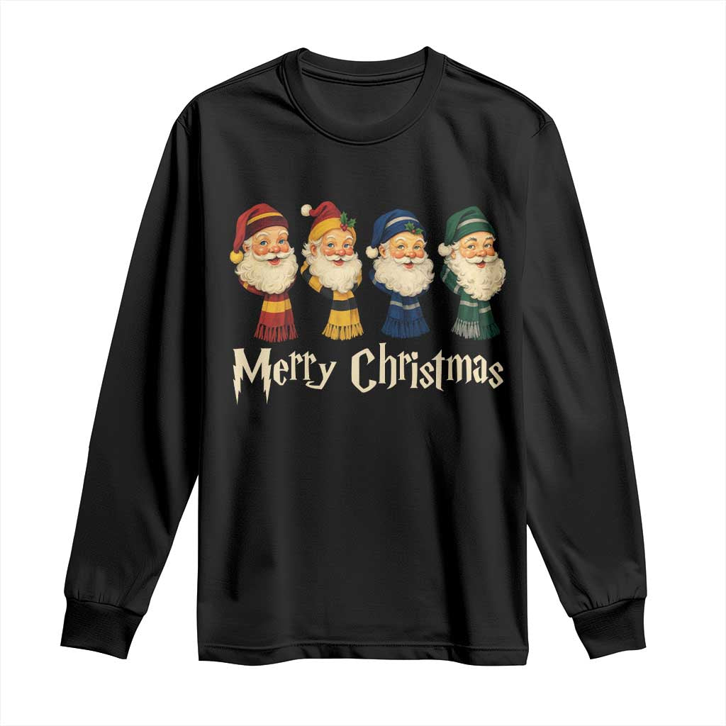 Merry Christmas Santa Long Sleeve Shirt Vintage Wizard Holiday Season Cute Family Pajama - Wonder Print Shop