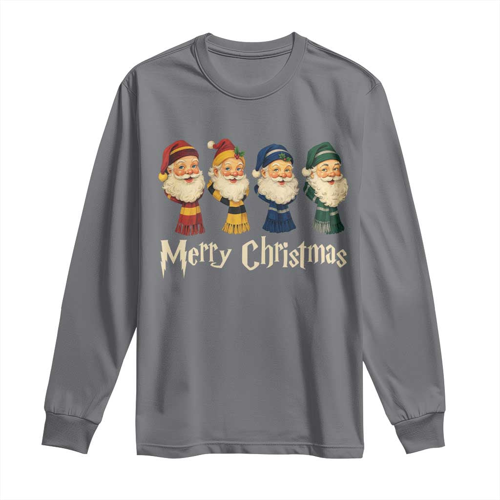 Merry Christmas Santa Long Sleeve Shirt Vintage Wizard Holiday Season Cute Family Pajama - Wonder Print Shop