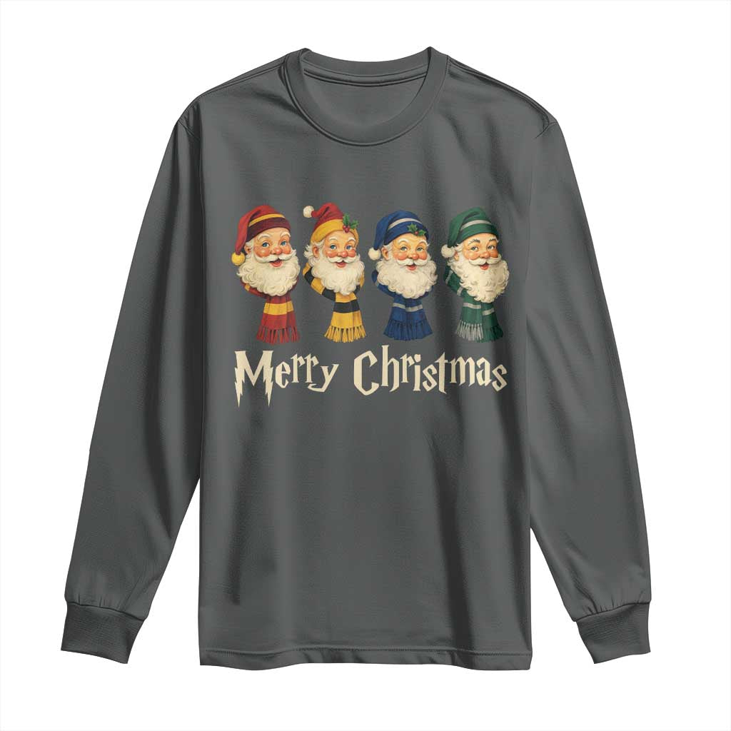 Merry Christmas Santa Long Sleeve Shirt Vintage Wizard Holiday Season Cute Family Pajama - Wonder Print Shop