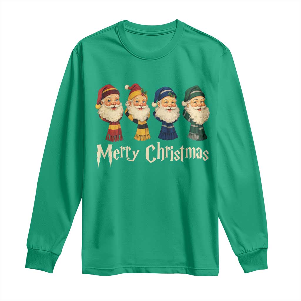 Merry Christmas Santa Long Sleeve Shirt Vintage Wizard Holiday Season Cute Family Pajama - Wonder Print Shop