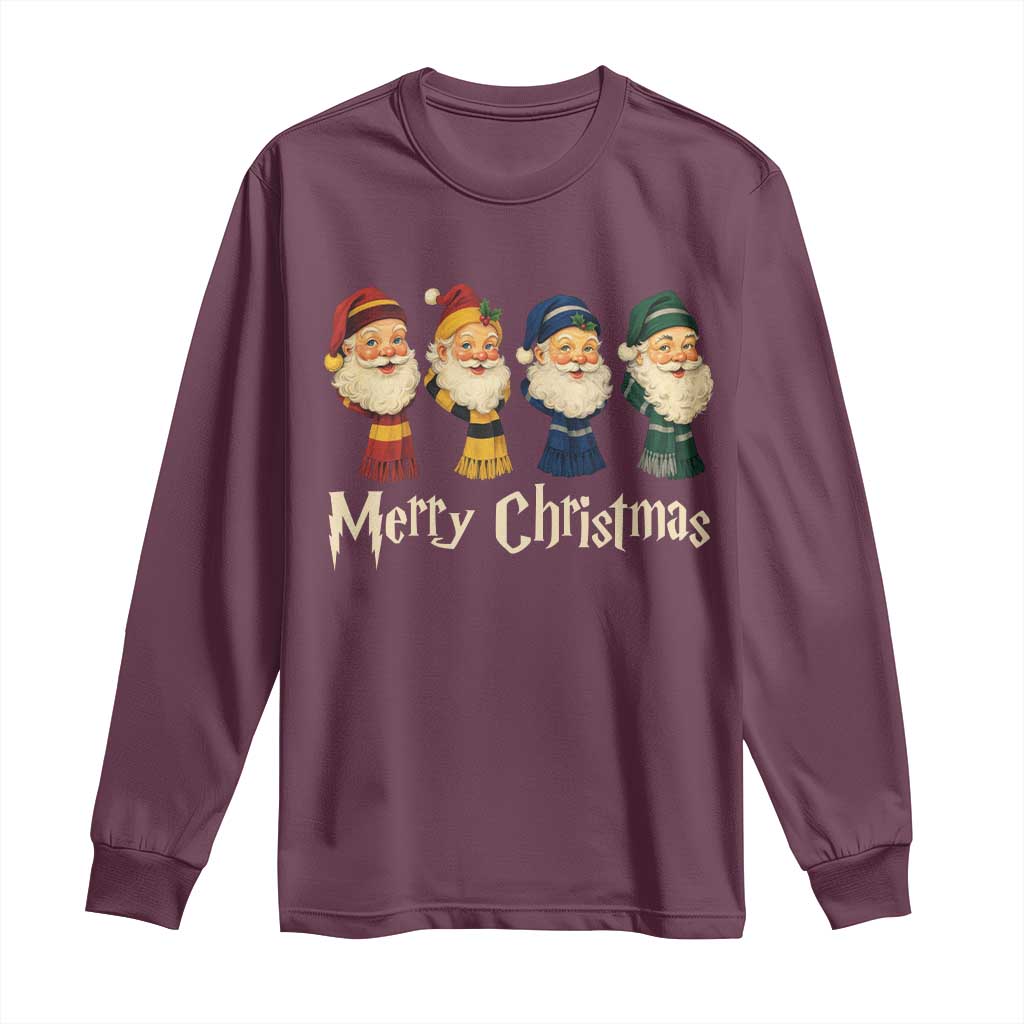 Merry Christmas Santa Long Sleeve Shirt Vintage Wizard Holiday Season Cute Family Pajama - Wonder Print Shop